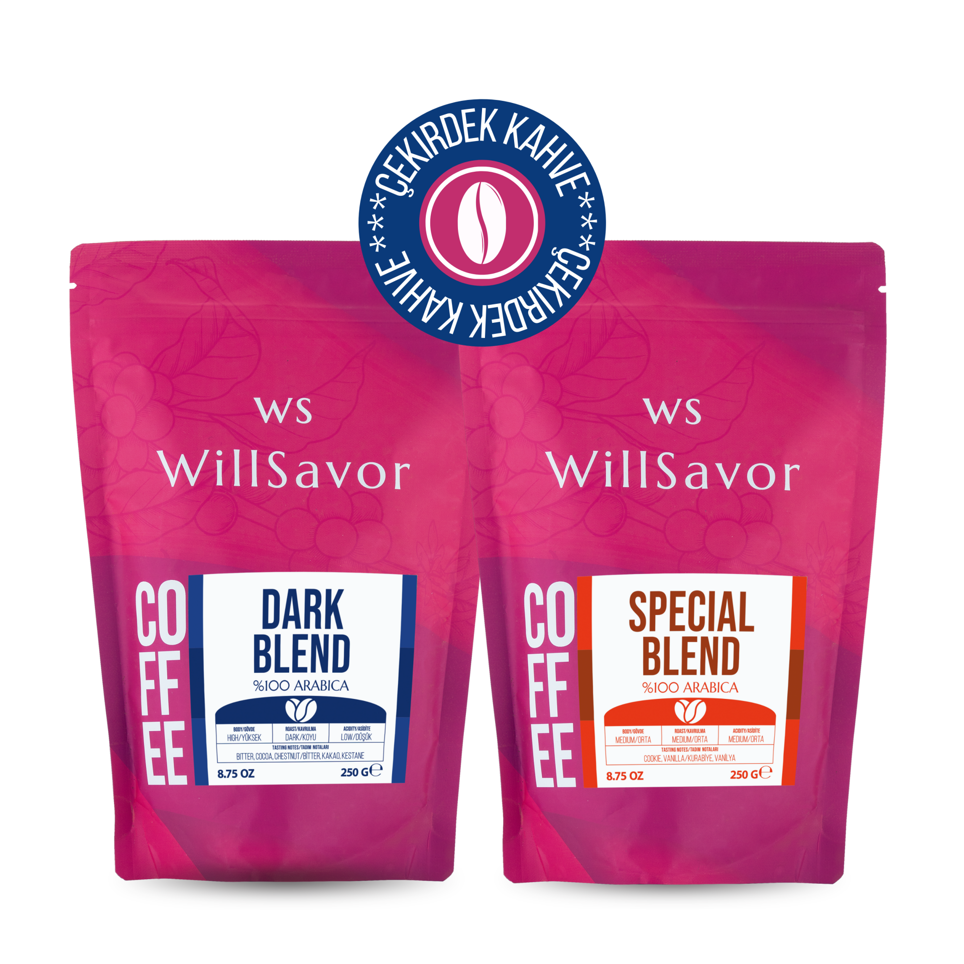WillSavor Avantaj Tanışma Paketi Special Blend + Dark Blend %100 Arabica (ÇEKİRDEK KAHVE) 500 gr